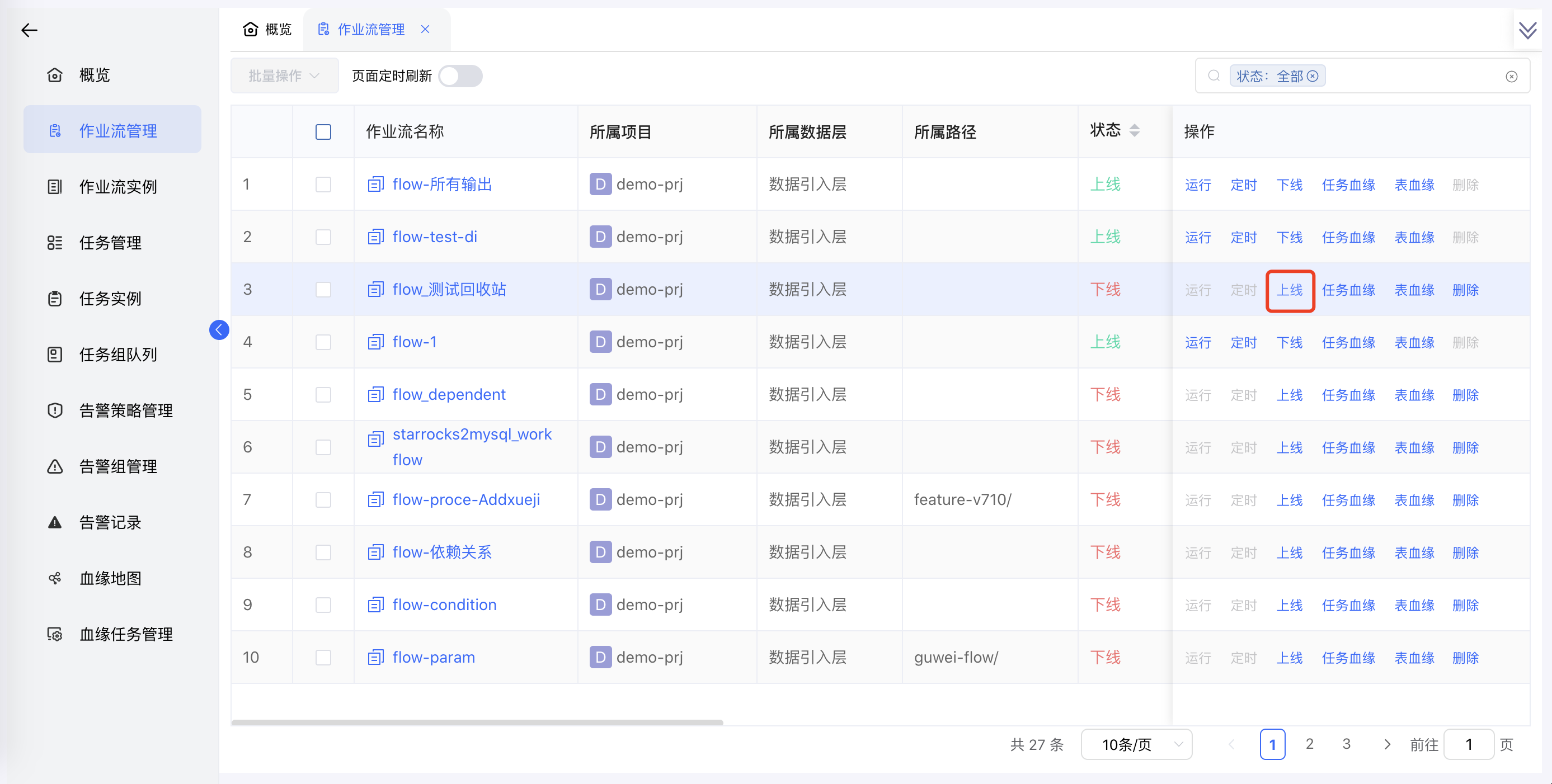 作业流上线